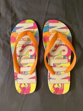 Vintage Kitson LA Holiday Orange Beach Sandals (US W7/8)